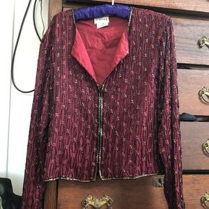 Vintage Wine colored beaded top